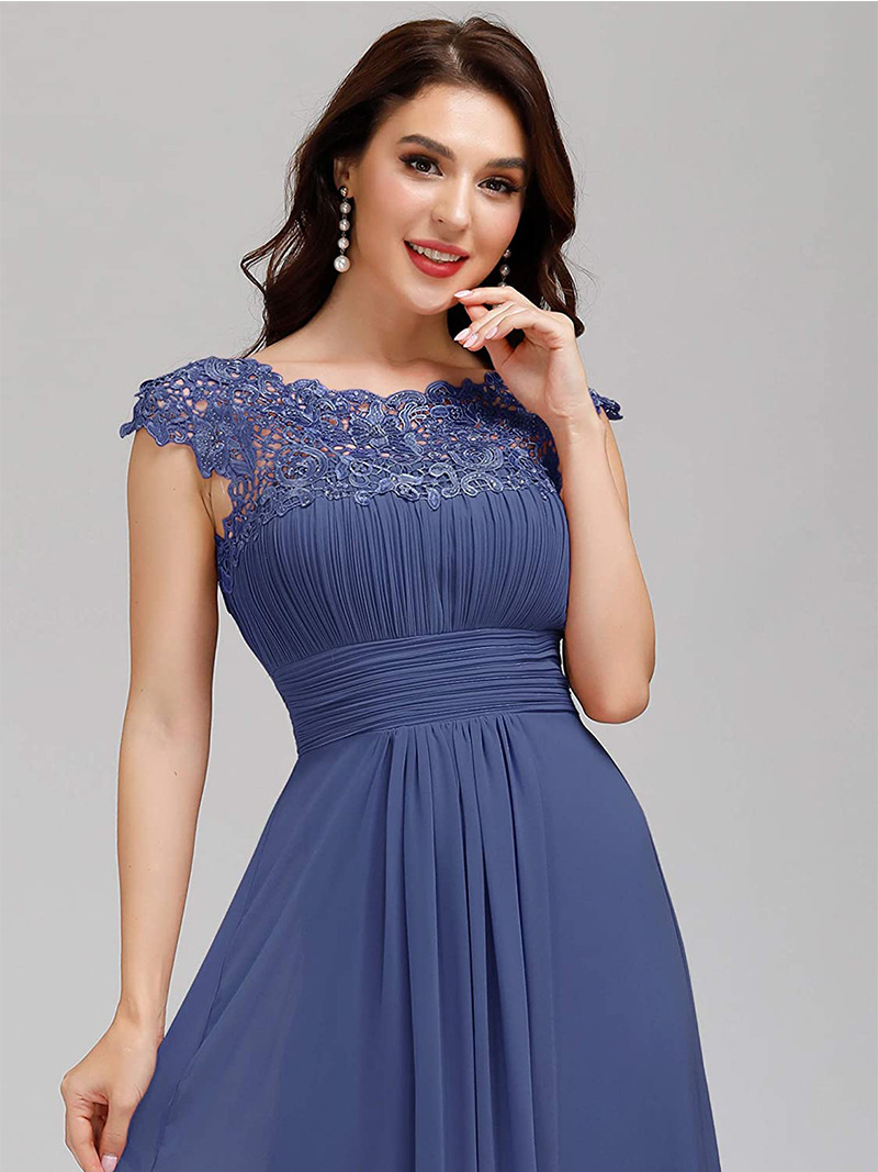 Elegant Floor Length Chiffon Empire Waist Evening Gown  Bridesmaid Long Dresses